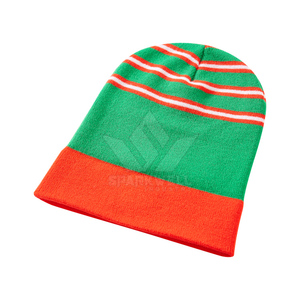 Gorro de Invierno de Punto con Rayas Verdes y Rojas, Unisex, Casual, para Adultos, 56-58CM - Product Image 1