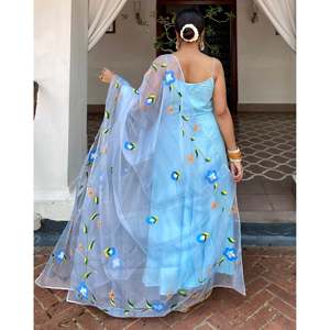 Conjunto de Traje de Chifón Aashvi Talla XS Color Azul para Clima Cálido - Product Image 6