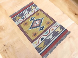 Tapis Kilim fait main à motif géométrique, tissage plat, laine acrylique, rectangulaire, avec support en jute, pour couloir - Product Image 2