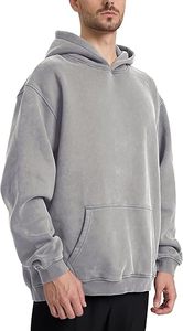 Sudadera con capucha de moda con efecto deslavado, hombros caídos, estilo oversize, streetwear - Product Image 4