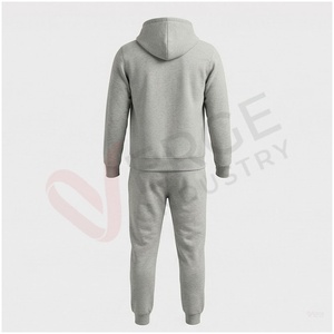 Conjunto Deportivo Gris con Capucha para Hombre, Manga Larga, Cierre Frontal con Cremallera, Color Sólido, Transpirable, Corte Regular, Ropa Casual de Otoño - Product Image 2