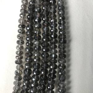 Cuentas facetadas de rutilo negro 100% naturales, certificadas por IGI, grado AAA, de 5mm-8mm, piedra de fuego negra, gemas vivaaz Jaipur - Product Image 2