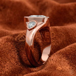 14K Rose Gold Pear Cut Moissanite Three <b>Stone</b> Engagement Ring Bridal Jewelry Gift Women USA Trend - Product Image 4