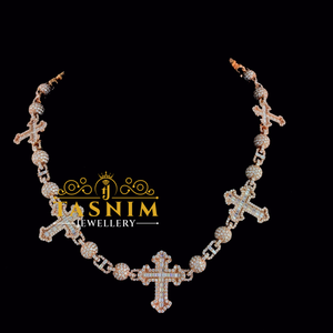 สร้อยคอทองคำขาว TASNIM ประดับเพชรโมอิสซาไนต์ทรงกลมแบบคิวบัน ขนาด 12 มม. ตัวเรือนแบบหนามเตย ดีไซน์หรูหราสำหรับผู้หญิง เหมาะสำหรับงานแต่งงาน - Product Image 2