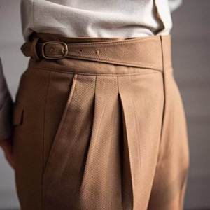 กางเกงขายาวทรงตรงเอวสูงสไตล์วินเทจสำหรับผู้ชาย รุ่น Autumn New Business พร้อมหัวเข็มขัดแบบปารีส  ทรงหลวมพอดีตัว - Product Image 4