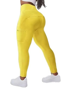 Breathable High Quality Women <b>Leggings</b> Unique Design Multi <b>Pockets</b> High Vintage Style Polyester+Spandex Fabric Custom Colors - Product Image 5