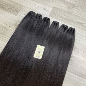 Extensiones de cabello humano vietnamita suave Paquete de cabello negro azabache trama de máquina dibujada doble de cabello humano crudo 100% - Product Image 5