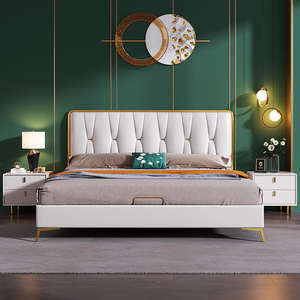 โครงเตียงคิงไซส์ไม้สักแท้สุดหรูทันสมัย พร้อมโต๊ะข้างเตียง 2 ตัว ดีไซน์มินิมอล ทนทาน เป็นมิตรกับสิ่งแวดล้อม เหมาะสำหรับใช้ในโรงแรม โรงพยาบาล ห้องนอน - Product Image 5