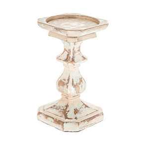 Wholesale Distressed White Wooden Candle Holder Antique Pillar Candlestick Stand Retro Farmhouse <b>Table</b> Centerpiece Candle Holder - Product Image 1