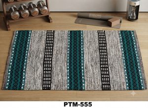 Tapis moderne en coton rayé, tapis antidérapant pour salon, tapis rectangulaire à tissage plat, tapis en coton pour salon PTM-555 - Product Image 3