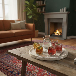 Bandeja Redonda Moderna de Mármol para Servir Comida en Mesa de Comedor, para Fiestas, Hogar y Decoración de Bodas - Product Image 5