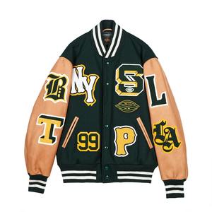 Blousons Bomber en Laine de Haute Qualité pour Hommes avec Manches en Cuir Véritable Noir, Style Letterman, Prix de Gros - Product Image 5