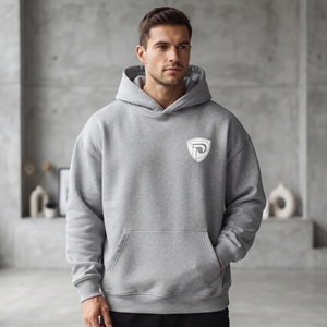 Sweat-shirt à capuche gris pour homme, coupe ample, manches raglan, couleur unie, décontracté, en polaire, pour l'automne - Product Image 3