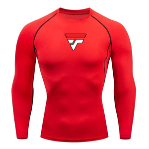 Custom Color Short Sleeve Mma Men's Women's Rashguards Men's Gray Full Sleeve Rash Guard With <b>Red</b> <b>White</b> Logo Quick Dry Polyester - Product Image 6