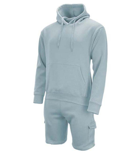 Conjunto de Sudadera con Capucha Azul Claro Unisex, Manga Larga, Patrón Geométrico, Ropa Casual, Estilo Urbano, 2 Bolsillos Laterales, Ligero, 100% - Product Image 4