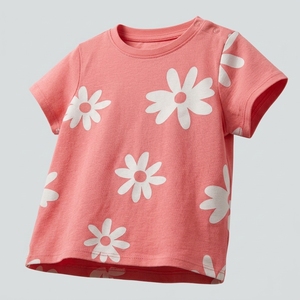 T-shirt en coton doux à imprimé par sublimation pour bébés garçons et petites filles, tricoté à manches courtes, motif uni - Product Image 6