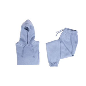 Trendy Women Light Blue <b>Tracksuit</b> Soft Cotton Fleece Hoodie and Jogger Pants Winter Casual Two Piece Activewear Set - Product Image 5