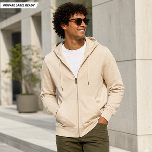 Sweat-shirt à capuche zippé intégral respirant en molleton de coton premium pour homme, personnalisable, marque privée, fabricant OEM ODM en gros - Product Image 3