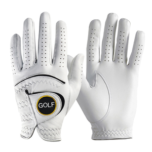 Latest Style Genuine Leather Custom Anti-slip Palm Breathable Soft Adjustable Wrist Strap Golf Gloves for Men - Product Image 4