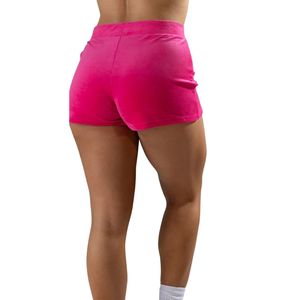 กางเกงขาสั้นออกกำลังกายสีชมพูสดสำหรับผู้หญิง เอวสูง ยืดหยุ่น นุ่มสบาย เหมาะสำหรับออกกำลังกาย ฟิตเนส ฝึกซ้อม ชุดลำลองสำหรับฤดูร้อน สวมใส่สบาย - Product Image 2