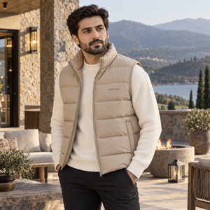 Gilet en duvet élégant pour homme, fabriqué avec une isolation en duvet de qualité supérieure, un tissu extérieur résistant, une coupe confortable et une chaleur douillette pour les voyages. - Product Image 1
