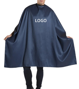 Cape de coiffeur imperméable en polyester noir, tablier de coupe de salon réglable avec fermeture à bouton-pression, suspendable et réutilisable - Product Image 2