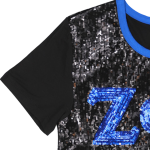 Zeta Phi Beta <b>Sequin</b> T Shirt Black Greek Letter Tee Short Sleeve Sorority Apparel Sparkle Stylish Cotton <b>Top</b> Premium Fit - Product Image 3