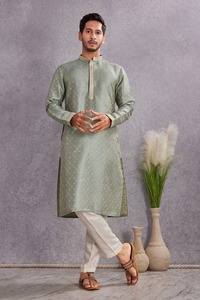 Stylish Heavy Cotton <b>Kurta</b> With Neck Embroidery And Semi Cotton Chudidar Perfect For Wedding Festival And Traditional Wear - Product Image 3