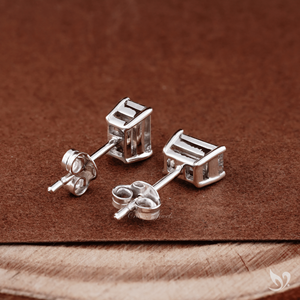 0.50 Ct Emerald Cut Lab Grown Diamond <b>Stud</b> <b>Earrings</b> Prong <b>Set</b> IGI Certified 925 Sterling <b>Silver</b> Minimal Fine - Product Image 3
