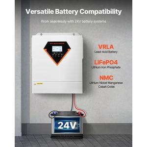 Inverter Solare Ibrido a Onda Sinusoidale Pura da 3500W, Caricabatterie da 24V DC a 220/230V AC, Uscita 6.2kW/8kW - Product Image 5