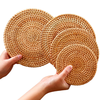 Assiettes en rotin naturel vietnamien, style floral/classique, motif circulaire, faites à la main, écologiques, décoration de vacances, cadeau