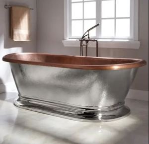 Bañera Ovalada de Cobre Martillado de Lujo, Bañera Artesanal Estilo Antiguo para Baño en Casa - Product Image 6