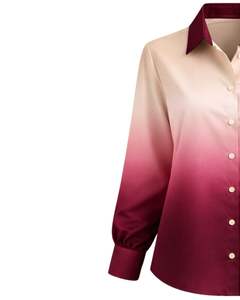 Chemise boutonnée à manches longues pour femme, dégradé beige à bordeaux, style décontracté pour le bureau, fabrication sur mesure, vêtements OEM personnalisés - Product Image 3