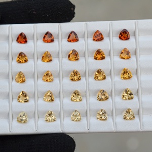 7mm naturel Citrine trillion forme pierre meilleure vente pierres précieuses à facettes novembre pierre de naissance anneau pendentif bijoux à bricoler soi-même accessoires - Product Image 3