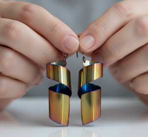 Pendientes Colgantes de Latón con Cinta Dorada Trenzada Hechos a Mano, Resistentes al Deslustre con Recubrimiento de PU, Ligeros, Estilo Bohemio Contemporáneo para Fiesta de Mujer - Product Image 2