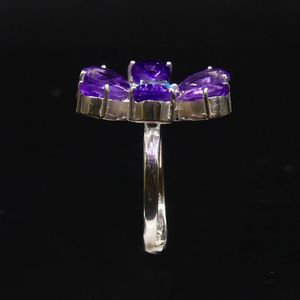 Anillo Clásico de Plata de Ley 925 con Topacio Azul y Amatista, Joyería Plateada para Mujer, para Bodas - Product Image 4