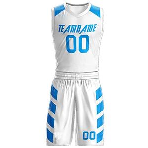 Uniforme de Baloncesto Sublimado Personalizado |   Jersey Blanco con Cuello en V y Diseño de Arco Verde |   Personalizado, Transpirable, Talla Grande - Product Image 2