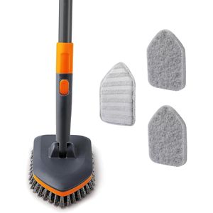 56\" <b>Extendable</b> Long Handle Tile Tub Scrubber <b>Brush</b> 3 Different <b>Cleaning</b> Heads No Scratch Shower Telescopic <b>Cleaning</b> Tools - Product Image 1