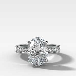 3Ct Diamond Engagement <b>Rings</b> Channel Set Round Accent Oval Cut Lab Grown 10K 14K 18K Solid Gold Modern <b>Chunky</b> Band IGI Certified - Product Image 5