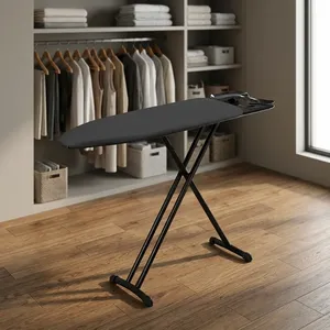 Planche à repasser noire pour hôtel, pliable, robuste, avec housse résistante à la chaleur, pour hôtels, maisons et hôtellerie - Product Image 6