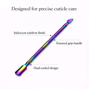 Pousse-cuticules et nettoyeur d'ongles professionnel en acier inoxydable à double extrémité - Product Image 5