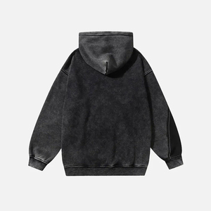 เสื้อฮู้ดดี้โอเวอร์ไซส์ผู้ชาย สีดำ ปักลายตัวอักษร มีกระเป๋าหน้า ทรงปกติ ใส่ได้ในฤดูหนาว ผลิตจากผ้าฝ้ายโพลีเอสเตอร์ 100% เฟรนช์เทอร์รี่ - Product Image 2