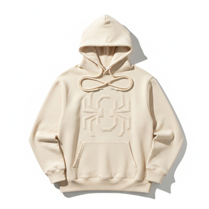 Sudadera con capucha personalizada con gráficos y pedrería para hombre, diseño de telaraña, de algodón pesado, proveedor de sudaderas con capucha tipo pulóver. - Product Image 3