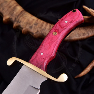 Cuchillo de Caza Bowie de Acero 440C Hecho a Mano al por Mayor (ODM/OEM) con Mango de Madera Exótica y Empuñadura Plateada para Camping y Actividades al Aire Libre - Product Image 3