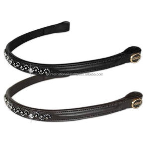 Calidad de exportación Precio al por mayor Hecho a mano Diseño personalizado Banda de cejas de caballo de cuero con cristales transparentes con estilo Cadena de metal de diamantes de imitación - Product Image 6