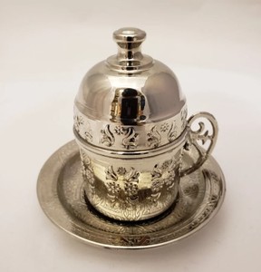 Handmade Copper <b>Coffee</b> Tea <b>Mug</b> with Saucer Hammered Finish for Decorative Serving and Hotel Home Restaurant Tableware - Product Image 2