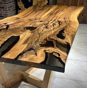 Mesa de Comedor y Conferencia Innovadora de Alta Calidad, de Madera Maciza y Resina Epoxi, Diseño Europeo, Forma Rectangular, Lujosa, Moderna y Natural - Product Image 3