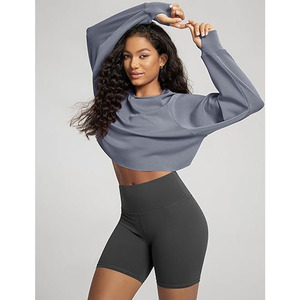 Sudadera de Cuello Redondo para Mujer, Hecha a Medida, de Alta Calidad, 100% Algodón, Estilo Casual, Urbana, Corta, 360g, Manga Larga - Product Image 3