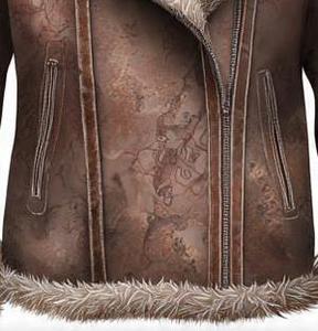 Blouson aviateur en cuir véritable pour homme avec doublure en fausse fourrure coupe-vent style moto fermeture éclair - Product Image 5