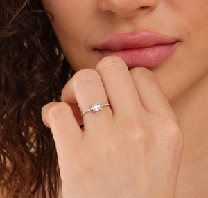 Bague de fiançailles, de mariage et d'anniversaire pour femme, plaquée or, certifiée IGI, avec diamant de laboratoire taille émeraude de luxe, prix d'usine - Product Image 2